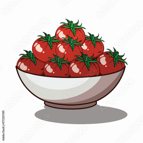 Bowl of tomatoes digital illustration design
