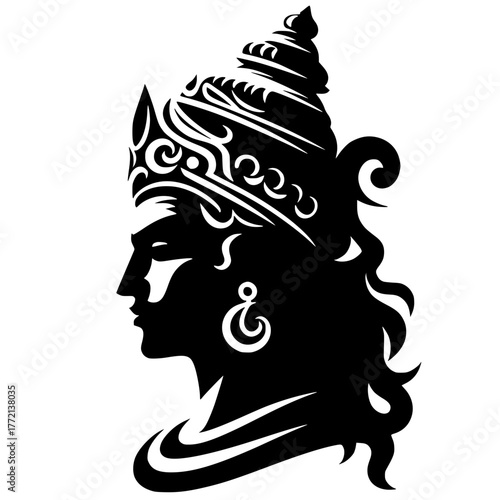 Hindu man portrait silhouette