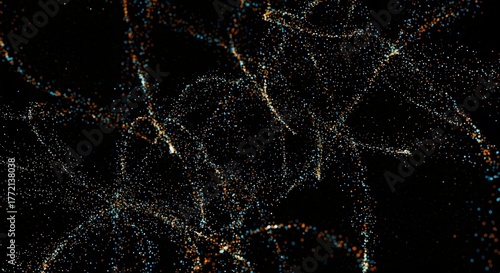 Futuristic Visualization of Glowing Cyber Particles Representing Data Transmission
