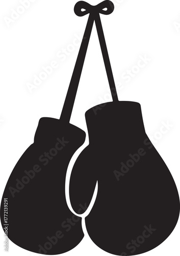 Boxing Gloves Hanging Silhouette Icon Vector art Illustration