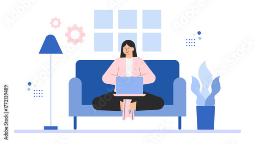 Flat Design Leadership and Team Management Flat Vector Illustration