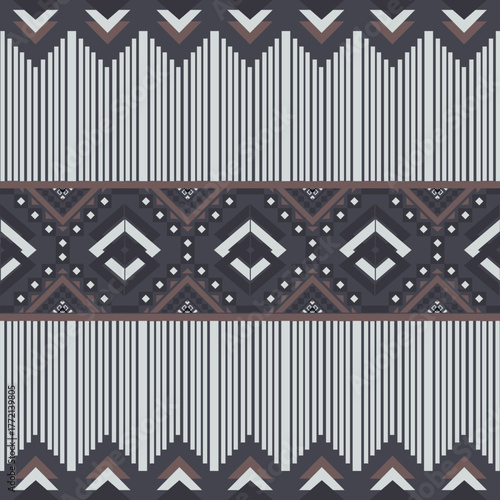 Geometric Ethnic pattern, Native American tribal fabric, tile, carpet, vector, illustration design, on a brown background 