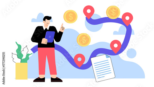 Business Roadmap and Long-Term Planning Concept Flat Vector Illustration