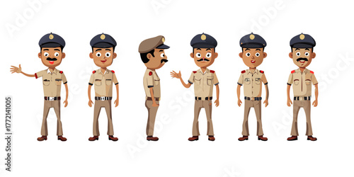 Indian police man cartoon character design for 2d animation ready to animate