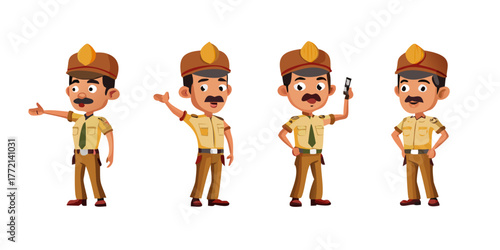 Indian police man cartoon character design for 2d animation ready to animate