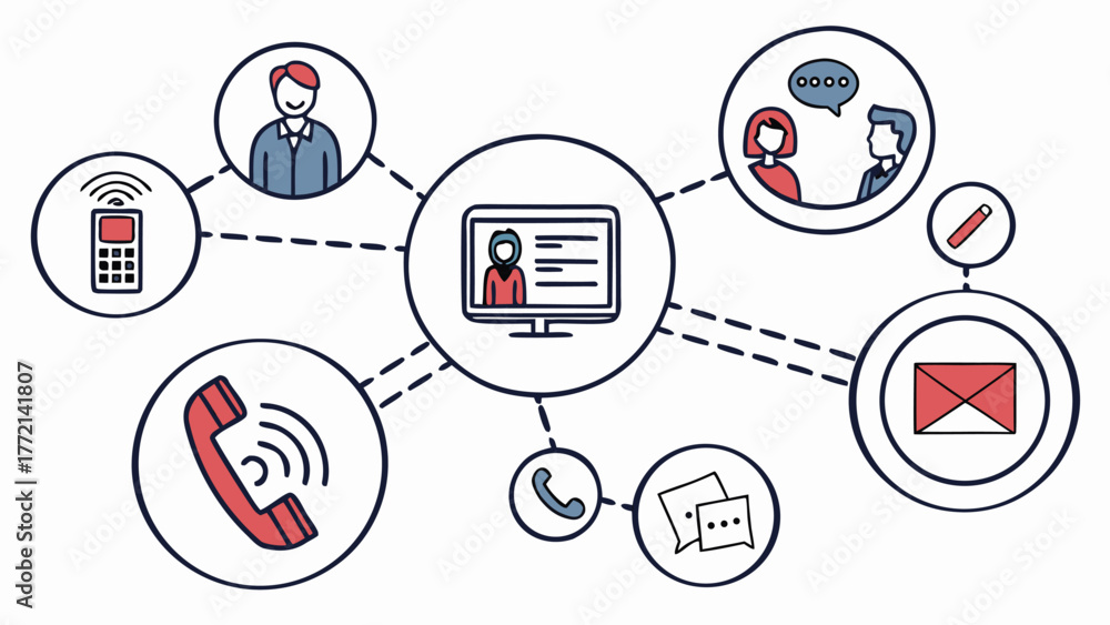 Fototapeta premium Communication network people connection technology data information exchange