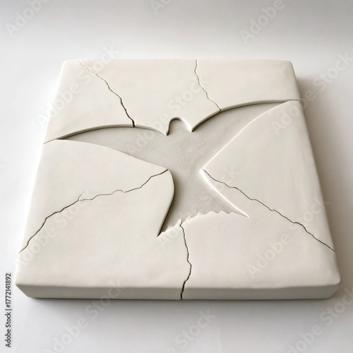 Solid Flat Sheet Cracked in the Shape of a Bird