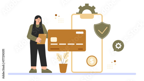 Flat Design Banking and Loan Application Concept Flat Vector Illustration