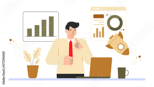 Flat Design Business Failure and Bankruptcy Concept Flat Vector Illustration