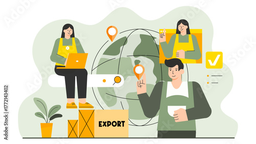 Flat Design Import and Export Business Concept Flat Vector Illustration