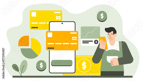 Flat Design Banking and Loan Application Concept Flat Vector Illustration