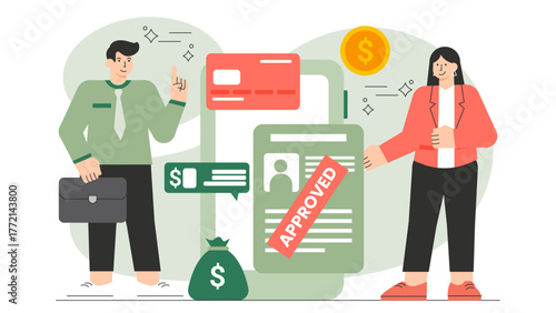 Flat Design Banking and Loan Application Concept Flat Vector Illustration