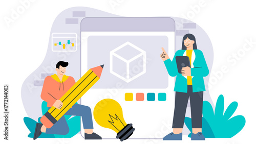 Flat Design Prototype and Product Development Flat Vector Illustration