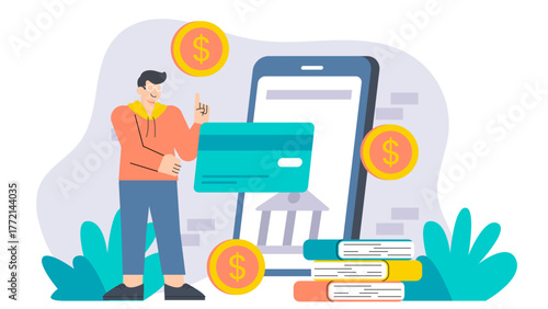 Flat Design Banking and Loan Application Concept Flat Vector Illustration