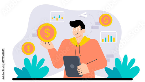 Personal Finance and Wealth Management Concept Flat Vector Illustration