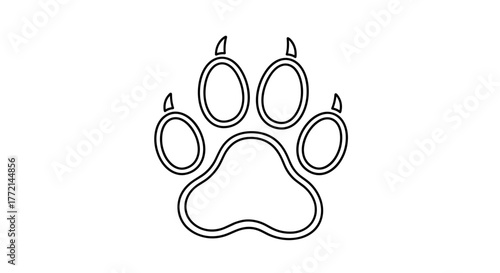 Detailed paw print illustration for coloring book