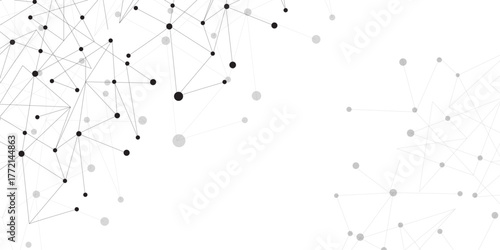 Technology abstract white digital background of connected dot with black line .many squares and rectangle shapes .Internet connection network high digital technology with connecting points and