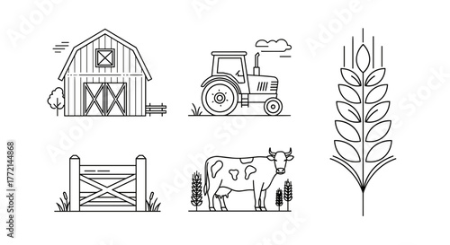 Illustration of farm elements