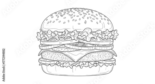 Illustration of a delicious burger