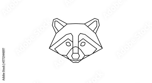 Geometric raccoon head, a modern animal design