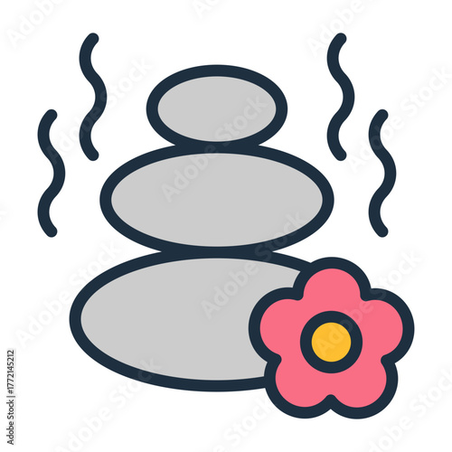 Hot Stone Massage Icon - Lineal Color
