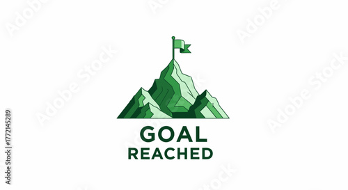 Celebrate your goal reached with this mountain top flag, a symbol of success and achievement to inspire your team and highlight milestones