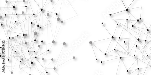 Technology abstract white digital background of connected dot with black line .many squares and rectangle shapes .Internet connection network high digital technology with connecting points and