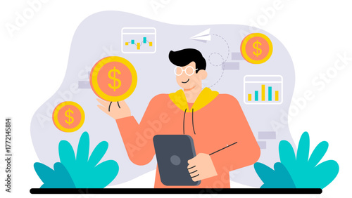 Personal Finance and Wealth Management Concept Flat Vector Illustration