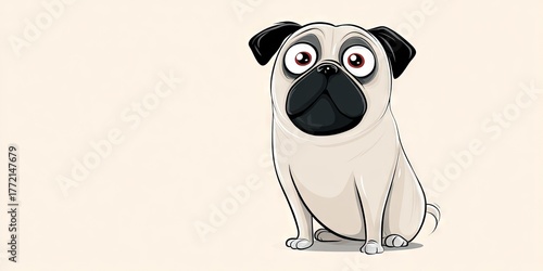 Doodle art of comical pug character