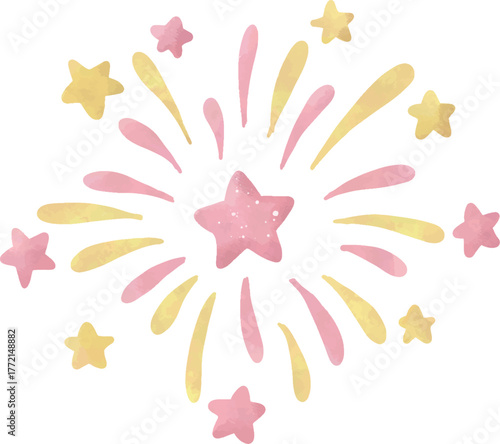 Watercolor pastel firework clipart for Diwali celebration