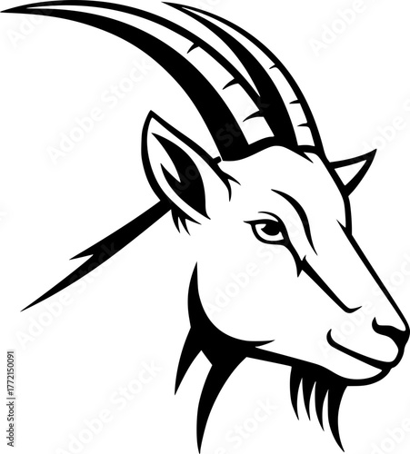 Goat | Black and White Vector illustration
