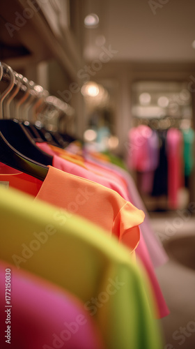 colorful t shirts on hangers