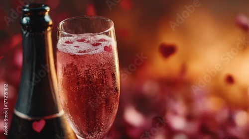 Wallpaper Mural Romantic Sparkling Wine with Heart Petals: A Celebration of Love and Festivity Torontodigital.ca