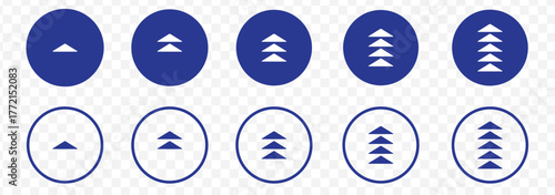 Set swipe up arrows icons. Different black arrows sign upwards. Scroll or swipe up. Graphic vector elements for web, applications, infographic, social. Blue Color. Eps 10