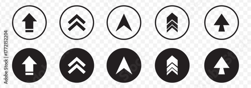 Swipe icon set. Swipe up arrow icons. Arrow buttons for social media. Scroll pictogram. Web icons. Vector illustration. Black color. EPS 10.