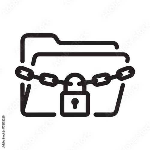 Secure folder icon with padlock and chain for data protection