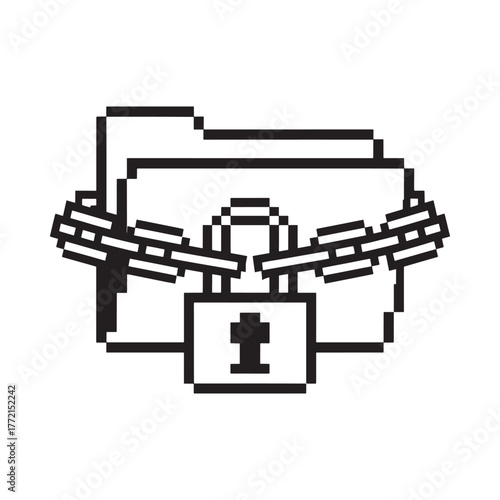 Pixel art folder icon secured with a chain and padlock