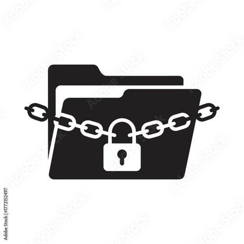 Secure folder icon with padlock and chain symbolizing data protection
