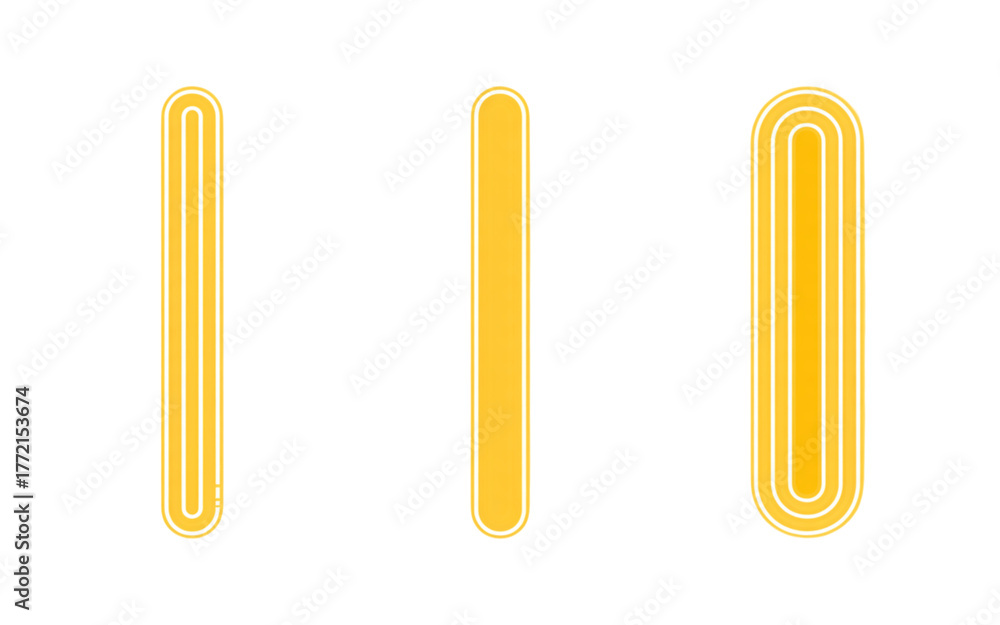 Obraz premium Three yellow glowing tube shapes with white outlines abstract background