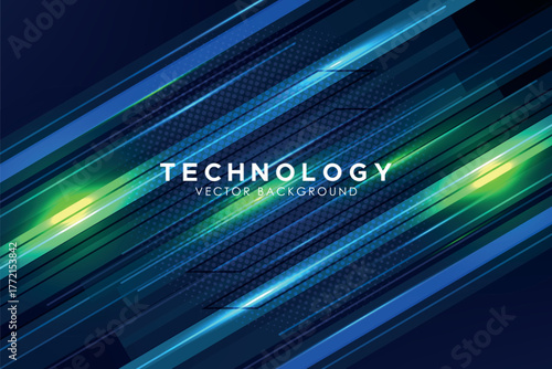 Abstract technology geometric overlapping hi speed line movement design background with copy space for text