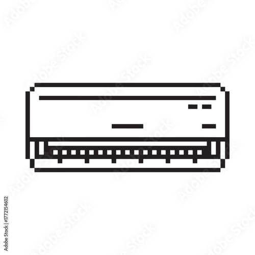 Simple line drawing of a modern split system air conditioner unit