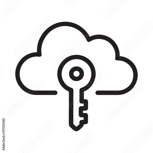 Cloud computing security icon with a key symbol