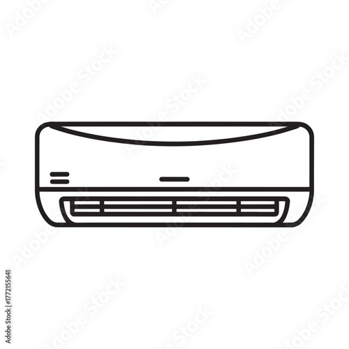Clean line art illustration of a modern split system air conditioner unit