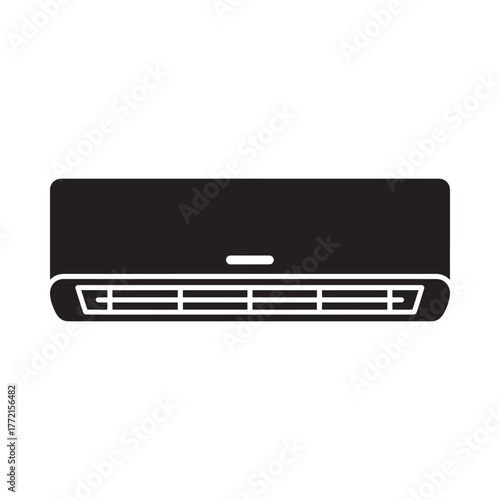 Black silhouette of a modern wall mounted air conditioner unit