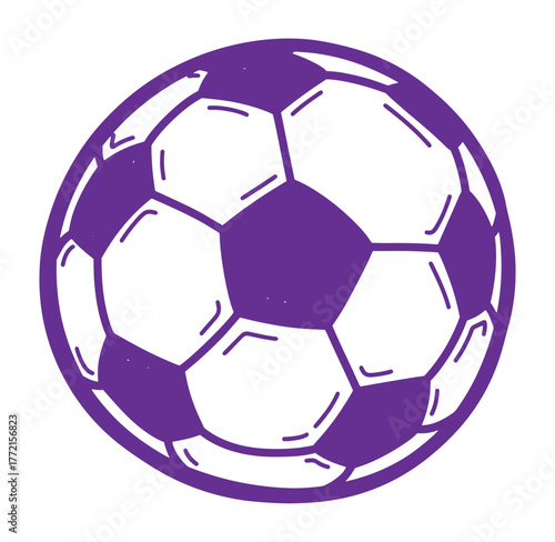 A simple purple soccer ball design on a white background for sport and recreation