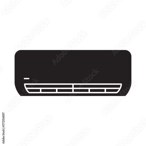 Modern split system air conditioner unit icon silhouette