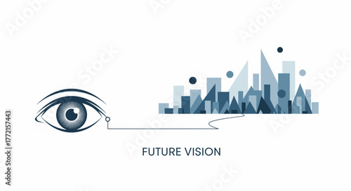 Envisioning future city landscapes with clarity and foresight, strategic urban planning for sustainable growth, blue geometric cityscape design concept
