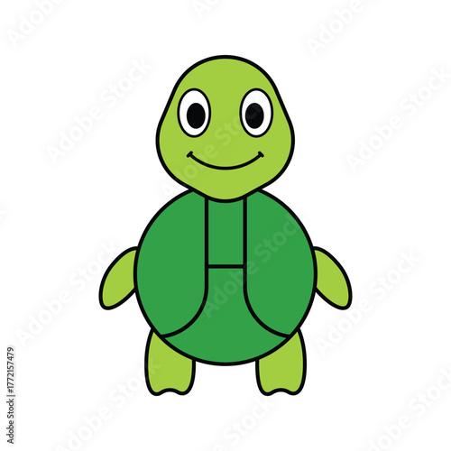 Eco Turtle Mascot Character Cute Cartoon Vector Illustration
