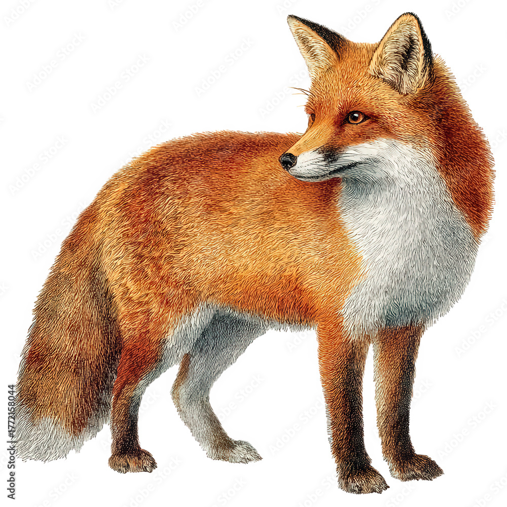 Obraz premium red fox vintage natural history illustration