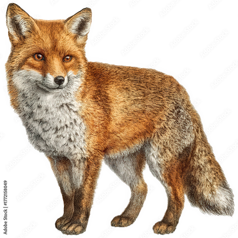 Fototapeta premium red fox vintage natural history illustration